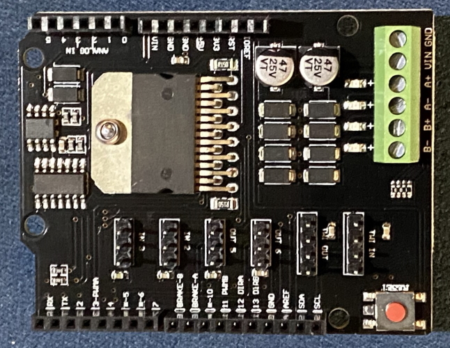 Model: JTEMOT1. Standard Arduino motor shield. Enhanced thermal performance and very sturdy header pins