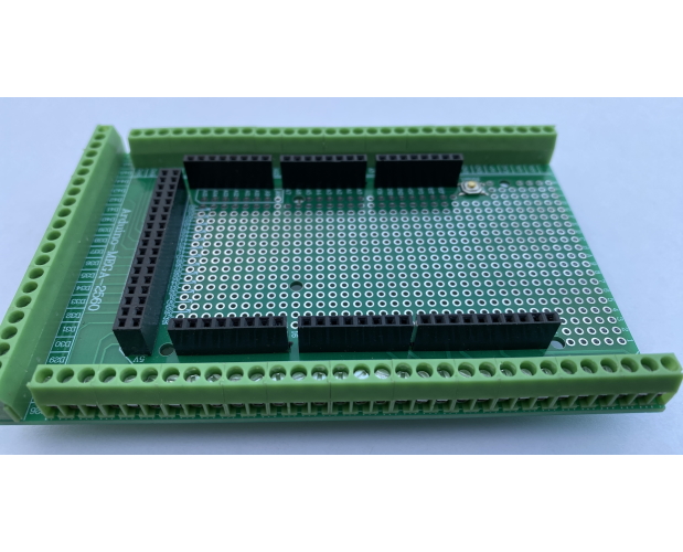 Model: JTEMEGATERM. Screw Terminal Shield that can be plugged into an Arduino Mega2560 shield to allow attachment of wires using the screw terminals