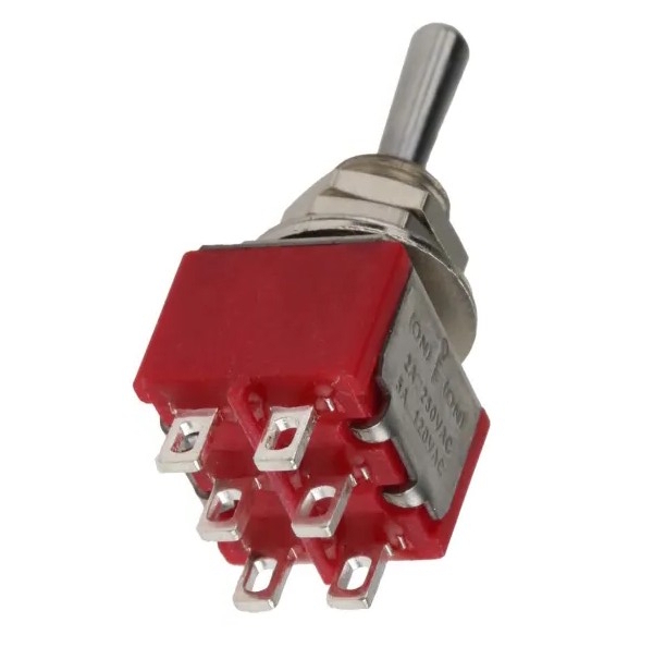 Model: JTEMOM2. A miniature DPDT momentary toggle switch - Ideal for operating tortoise style model railway point motors